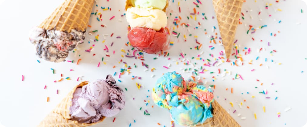ice cream in waffle cup